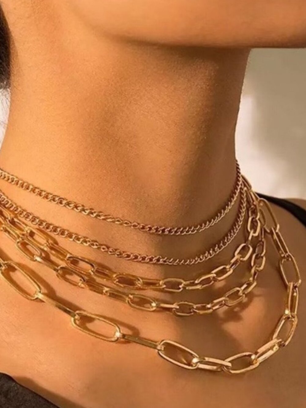 🍌 Multi Layered Gold Chain Punk Choker Necklace🍌
